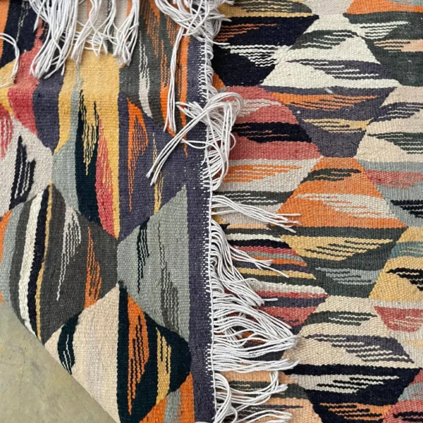 Taznakht Kilim Wool Rug – 4.7x8 ft Colorful funky Abstract Hanbl Carpet - Image 9