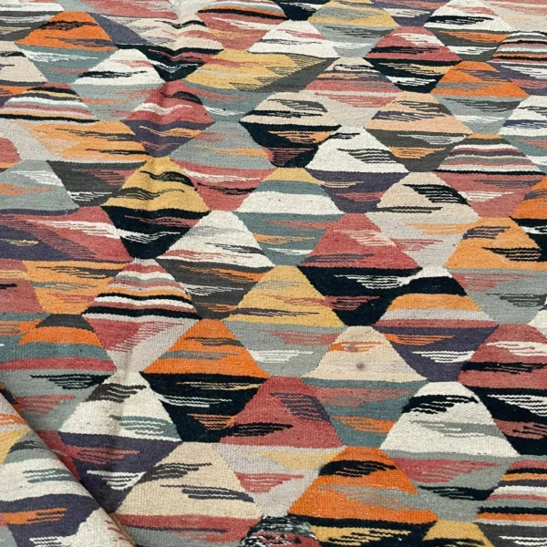 Taznakht Kilim Wool Rug – 4.7x8 ft Colorful funky Abstract Hanbl Carpet - Image 10