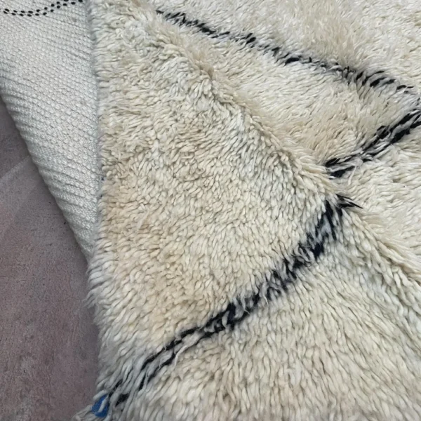 Alternative view of Beni Ourain Wool Rug – 5.1x6.6 ft Ivory Beige shag Diamond Geometric Carpet