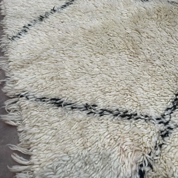 Beni Ourain Wool Rug – 5.1x6.6 ft Ivory Beige shag Diamond Geometric Carpet - Image 5