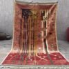 Vintage Style Beni mguild Wool Rug – 5.5x9 ft Tribal Geometric colorful Abstract pink Carpet