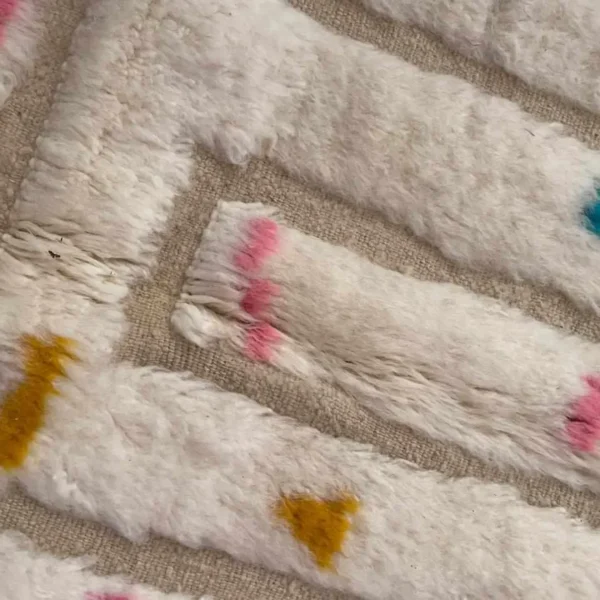 Beni Ourain Wool Rug – 5x8 ft Ivory Beige Tufted Geometric Carpet - Image 3