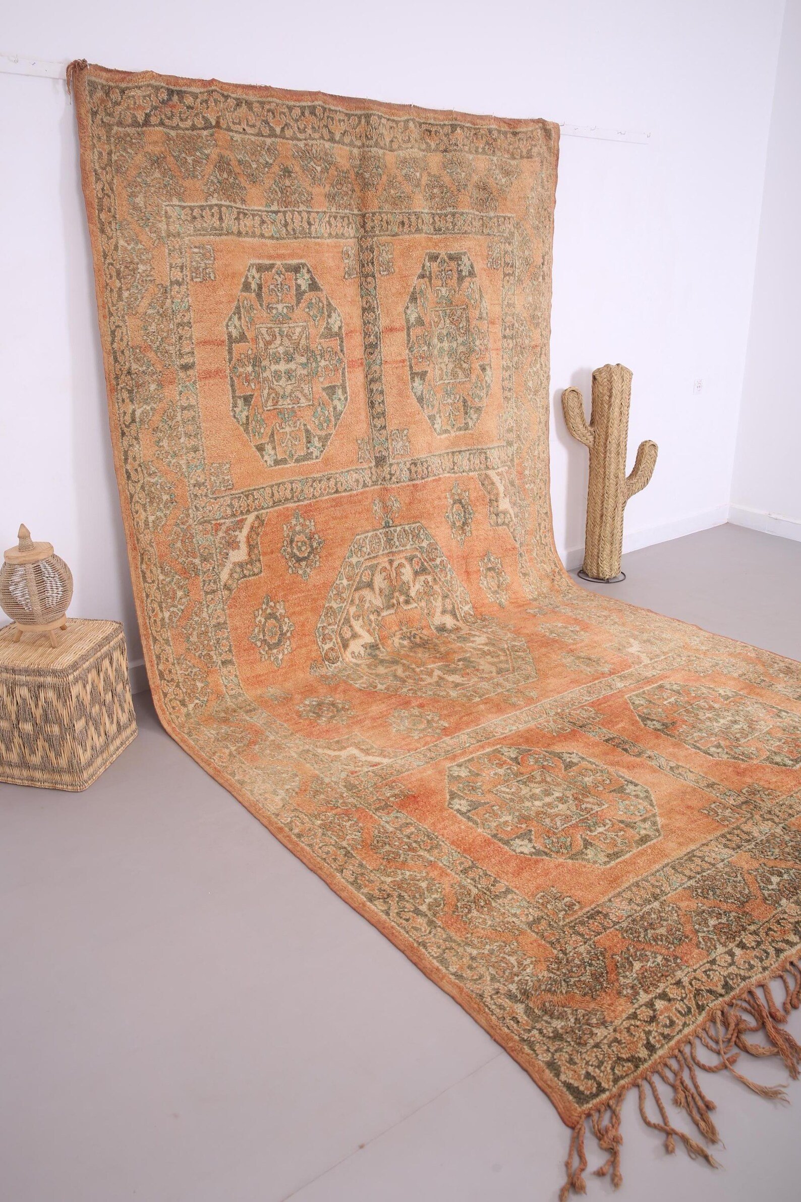Vintage Style Beni mguild Rug – 7.2x14.8 ft Tribal Geometric Large Carpet - Image 5