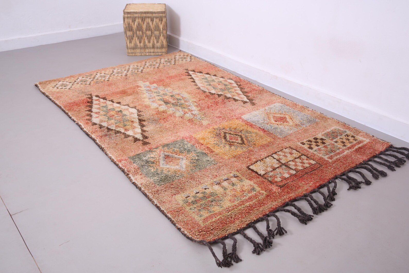 Vintage Style Beni mguild Rug – 4.4x7 ft Tribal Geometric colorful Carpet - Image 7