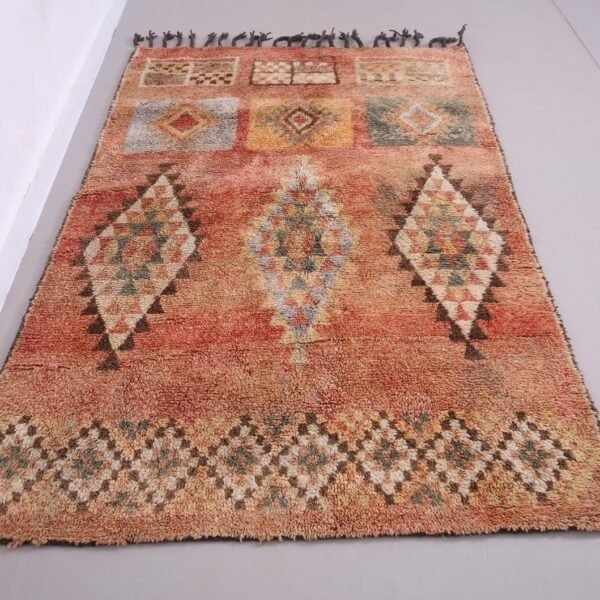 Vintage Style Beni mguild Rug – 4.4x7 ft Tribal Geometric colorful Carpet - Image 3
