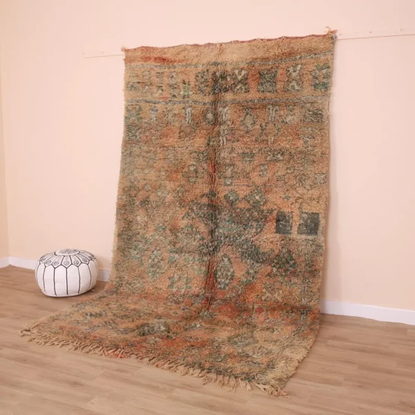 Vintage Style Beni mguild Wool Rug – 5.9x9.6 ft Tribal shag Berber boho Carpet - Image 11