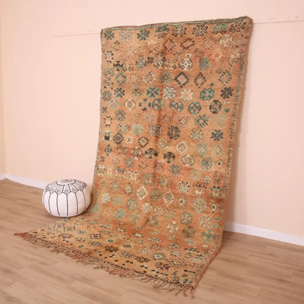 Vintage Style Beni mguild Wool Rug – 5.1x9.4 ft Tribal Brown Berber boho Carpet - Image 14