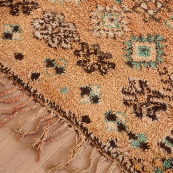 Vintage Style Beni mguild Wool Rug – 5.1x9.4 ft Tribal Brown Berber boho Carpet - Image 4