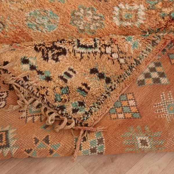 Vintage Style Beni mguild Wool Rug – 5.1x9.4 ft Tribal Brown Berber boho Carpet - Image 3