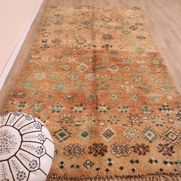 Alternative view of Vintage Style Beni mguild Wool Rug – 5.1x9.4 ft Tribal Brown Berber boho Carpet