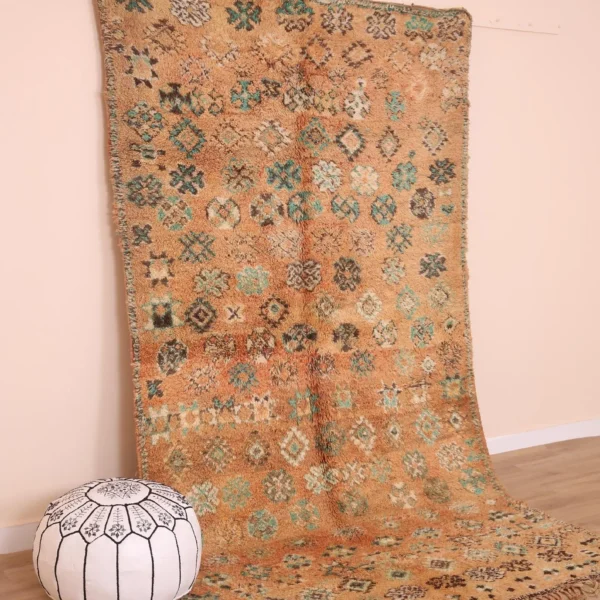 Vintage Style Beni mguild Wool Rug – 5.1x9.4 ft Tribal Brown Berber boho Carpet - Image 5