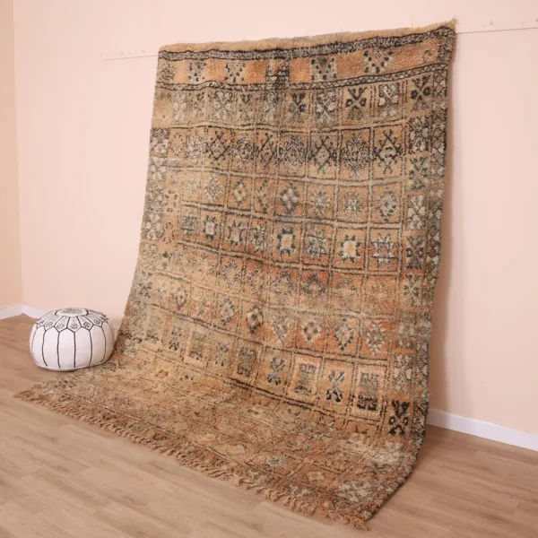 Vintage Style Beni mguild Wool Rug – 6.8x8.8 ft Tribal shag Artistic boho Carpet - Image 7