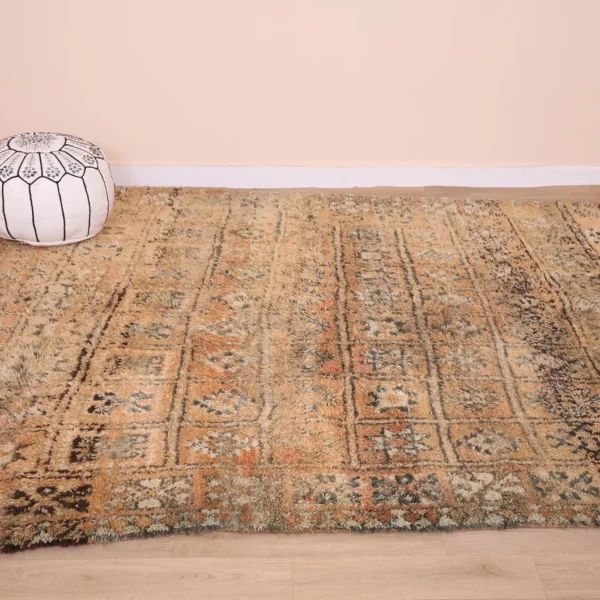 Vintage Style Beni mguild Wool Rug – 6.8x8.8 ft Tribal shag Artistic boho Carpet - Image 9