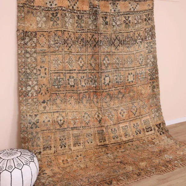 Vintage Style Beni mguild Wool Rug – 6.8x8.8 ft Tribal shag Artistic boho Carpet - Image 8