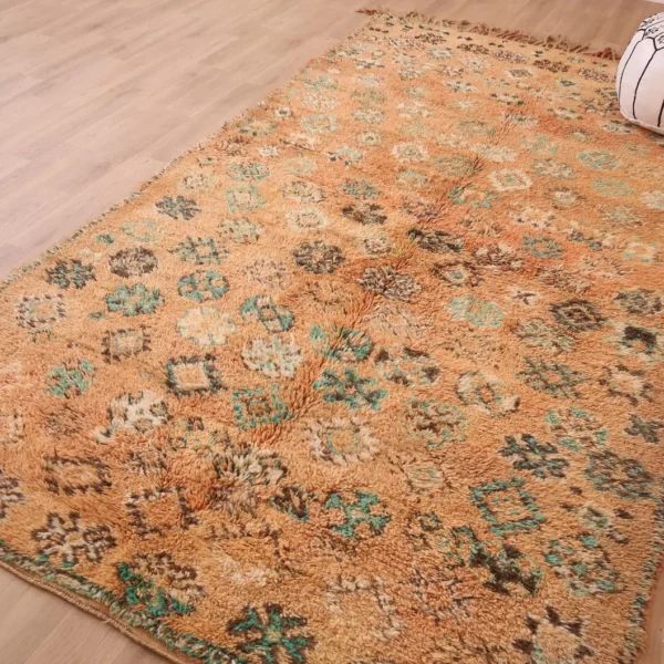 Vintage Style Beni mguild Wool Rug – 5.1x9.4 ft Tribal Brown Berber boho Carpet - Image 7