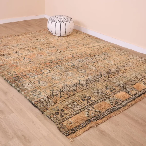 Vintage Style Beni mguild Wool Rug – 6.8x8.8 ft Tribal shag Artistic boho Carpet - Image 12