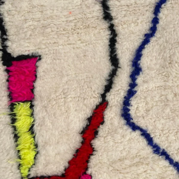 Beni Ourain Wool Rug – 4.8x8 ft Ivory Beige Colorful Geometric Carpet - Image 9