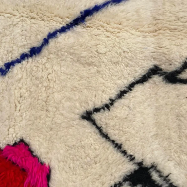 Beni Ourain Wool Rug – 4.8x8 ft Ivory Beige Colorful Geometric Carpet - Image 7