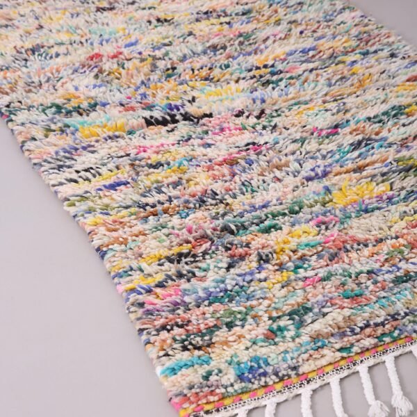 Beni Ourain Wool Rug – 2.9x5.3 ft Rainbow Abstract Funky colorful Carpet - Image 3