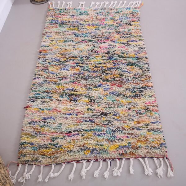 Beni Ourain Wool Rug – 2.9x5.3 ft Rainbow Abstract Funky colorful Carpet - Image 9