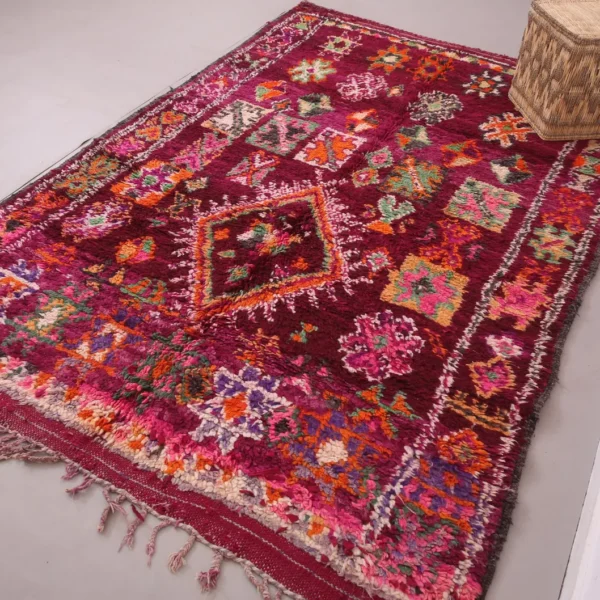Alternative view of Vintage Style Beni mguild Wool Rug – 5.8x8.6 ft Tribal Pink Artistic Berber Colorful boho Carpet