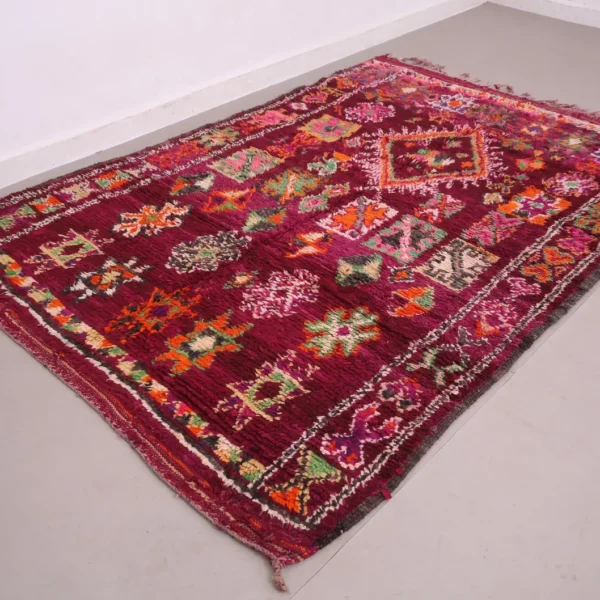 Vintage Style Beni mguild Wool Rug – 5.8x8.6 ft Tribal Pink Artistic Berber Colorful boho Carpet - Image 3