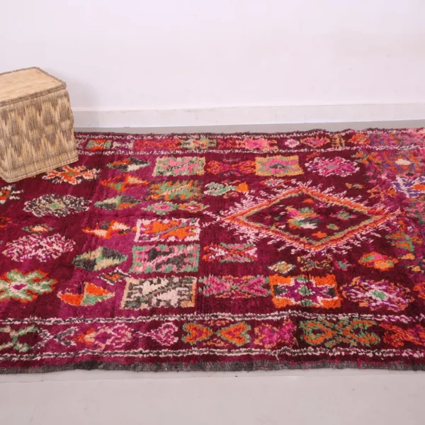 Vintage Style Beni mguild Wool Rug – 5.8x8.6 ft Tribal Pink Artistic Berber Colorful boho Carpet - Image 4