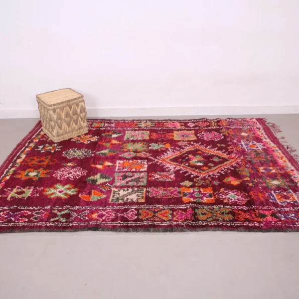 Vintage Style Beni mguild Wool Rug – 5.8x8.6 ft Tribal Pink Artistic Berber Colorful boho Carpet - Image 6