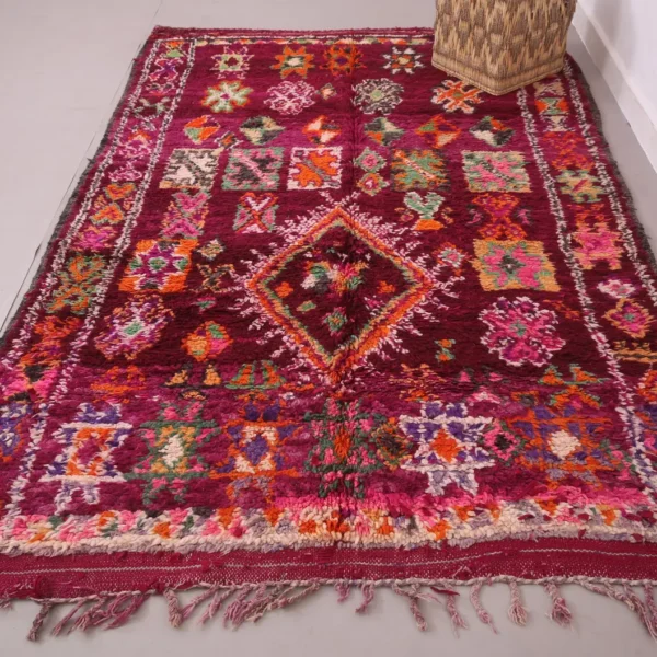 Vintage Style Beni mguild Wool Rug – 5.8x8.6 ft Tribal Pink Artistic Berber Colorful boho Carpet - Image 9