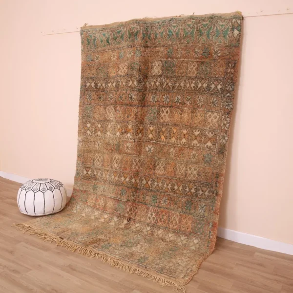 Vintage Style Beni mguild Wool Rug – 5.8x8.6 ft Tribal Artistic Berber boho Carpet - Image 9