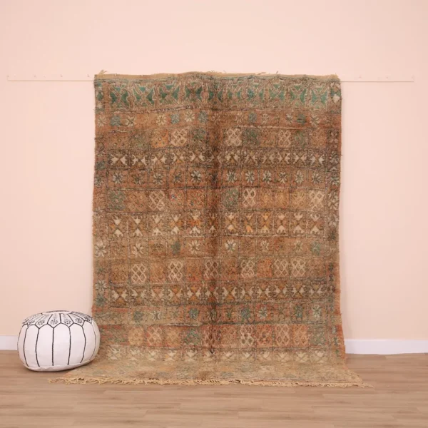 Vintage Style Beni mguild Wool Rug – 5.8x8.6 ft Tribal Artistic Berber boho Carpet