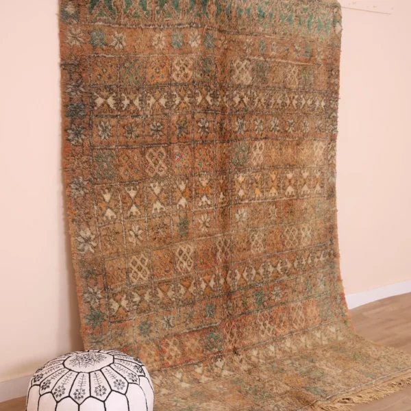 Vintage Style Beni mguild Wool Rug – 5.8x8.6 ft Tribal Artistic Berber boho Carpet - Image 8